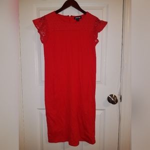 Red Cotton Lands' End Sheath Dress 4